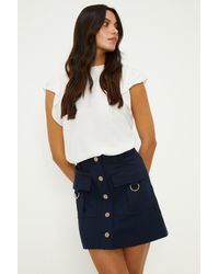Oasis - Button Pocket Detail Mini Skirt - Lyst