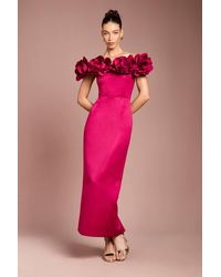 Coast - 3D Corsage Structured Satin Maxi Dress - Lyst