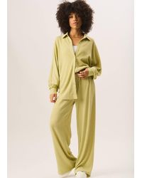 Gini London - Sage Textured Pull On Wide Leg Trousers - Lyst