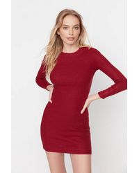 WOVCOR - Fitted Mini Stand-Up Collar Knit Pencil Dress - Lyst