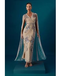 Coast - Muse Heavily Embellished Maxi Dress With Cape Sleeves - Lyst