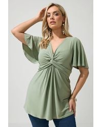 Yours - Knot Detail Short Sleeve Top - Lyst
