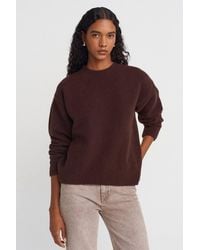Dilvin - Solid Crew Neck Ribbed Sweater - Lyst