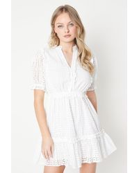Oasis - Broderie Frill Detail Button Down Mini Dress - Lyst