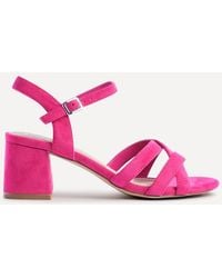 Linzi - Flair Fuchsia Faux Suede Crossover Heeled Sandals - Lyst