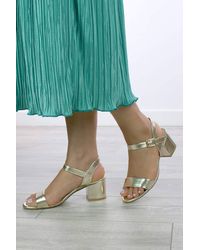 AJVANI - Mid Block Heel Buckle Ankle Strap Sandals - Lyst