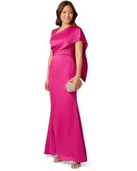 Adrianna Papell - Satin Crepe Draped Gown Dress - Lyst