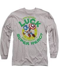 Marvel - Captain America St Patrick's Day Lucky Super Hero Long Sleeve T-Shirt, Athletic Heather - Lyst