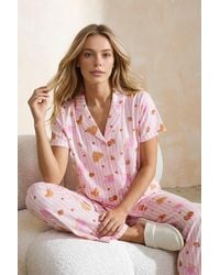 WOVCOR - Strawberry Print Revere Collar Short Sleeve Cotton Pyjama Set - Lyst