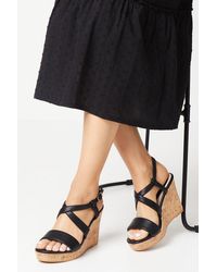Oasis - Kendrick Cross Strap Cork Covered Wedge Sandals - Lyst
