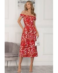 Jolie Moi - Kiara Bardot Neck Mesh Dress - Lyst