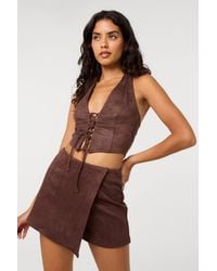 Pink Vanilla - Suedette Lace Halterneck Top - Lyst