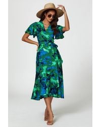 FS Collection - Abstract Print Midi Wrap Dress - Lyst