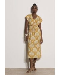 Apricot - Fan Print Midaxi Dress - Lyst