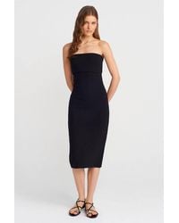 Dilvin - Strapless Bodycon Midi Dress - Lyst