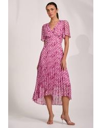 Jolie Moi - Printed Chiffon Glitter Maxi Dress - Lyst