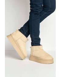 Miss Diva - Dahl Faux Fur Lining Chunky Sole Ankle Boots - Lyst