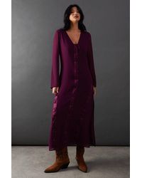 Warehouse - Chiffon Lace Up Panelling Midi Dress - Lyst