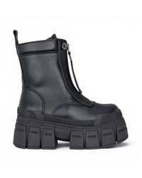 Infinity Leather - Buffalo Chunky Platform Front Zip High Ankle Combat Boots - Lyst