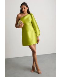 Warehouse - One Shoulder Puff Sleeve Mini Dress - Lyst