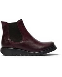 Infinity Leather - Fly London Salv Chelsea Leather Ankle Casual Wedge Heel Boots - Lyst