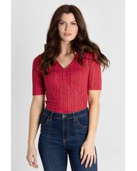 Enorsia - Short Sleeve Shimmer Printed Viscose Top - Lyst