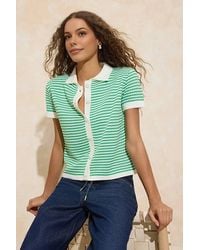 WOVCOR - Textured Button Front Polo Collar Knitted Blouse - Lyst