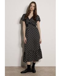 Apricot - Polka Dot Satin Midi Dress - Lyst