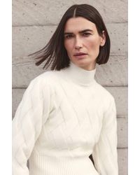 Karen Millen - Cable Knitted Funnel Neck Jumper - Lyst