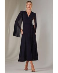 Jolie Moi - Amira Cape Sleeve Wrapped Maxi Dress - Lyst