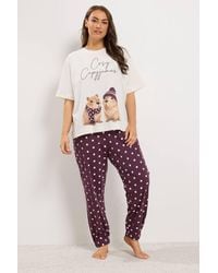 Yours - Capybara Polka Dot Cuffed Pyjama Set - Lyst
