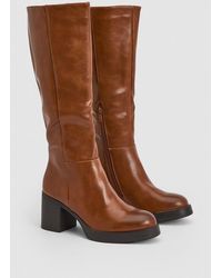 Dorothy Perkins - Faith: Sealia Faux Leather Medium Block Heel High Leg Boots - Lyst