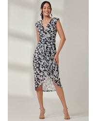 Jolie Moi - Mesh Wrap Ruched Bodycon Dress - Lyst