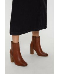 Oasis - Round Toe Stacked Heel Ankle Boots - Lyst