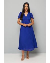 Wallis - Petite Lace Pleated Skirt Midi Dress - Lyst
