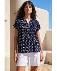Roman - Aztec Print Button V-Neck Detail Top - Lyst