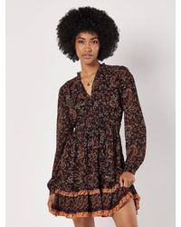 Apricot - Paisley Ruffle Mini Dress - Lyst