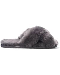 Infinity Leather - Sheepskin Slippers Warm Winter Fur Crossover - Lyst