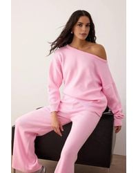 WOVCOR - Boat Neck Knit Sweater & Wide Leg Trousers Co-Ord Set - Lyst