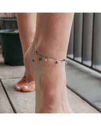 The Colourful Aura - Dainty Colourful Evil Eye Beaded Dangly Protection Foot Anklet - Lyst