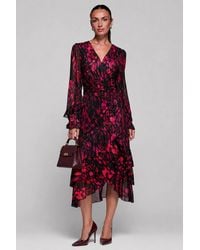 Jolie Moi - Long Sleeve Frill Detail Mesh Maxi Dress - Lyst