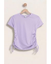 Enorsia - Ruched Side Seam Short Sleeve T-Shirt - Lyst