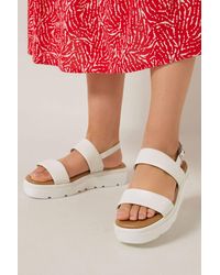 Yours - Faux Leather Padded Wedge Sandals - Lyst