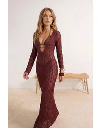WOVCOR - Sheer Knit Cut Out Maxi Beach Dress Cover Up - Lyst