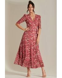 Jolie Moi - Daliyah Wrap Front Mesh Maxi Dress - Lyst