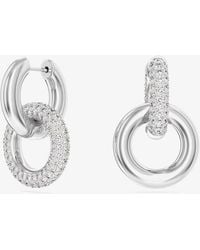 Swarovski - Dextera Interlocking Loop Rhodium Plated Earrings 5671807 - Lyst