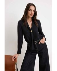 WOVCOR - Fular Neck Accessory Detail Long Sleeve Satin Blouse - Lyst