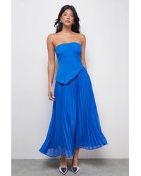Warehouse - Bandeau Bodice Pleated Chiffon Midi Dress - Lyst