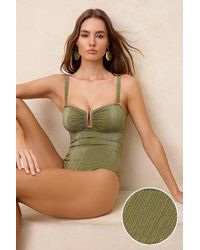 WOVCOR - Metal Detail Textured Bandeau Style Swimsuit - Lyst