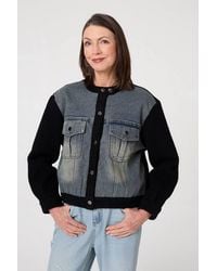 Izabel London - Denim Contrast Texture Boxy Jacket - Lyst